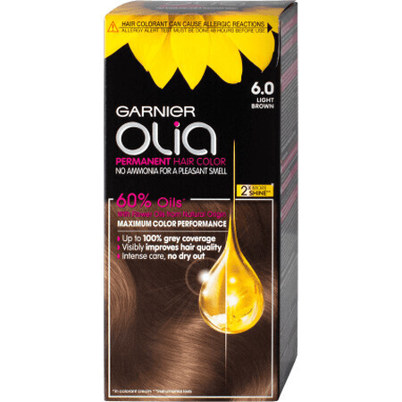 Garnier Olia Tintura permanente per capelli senza ammoniaca 6.0 marrone, 1 pz