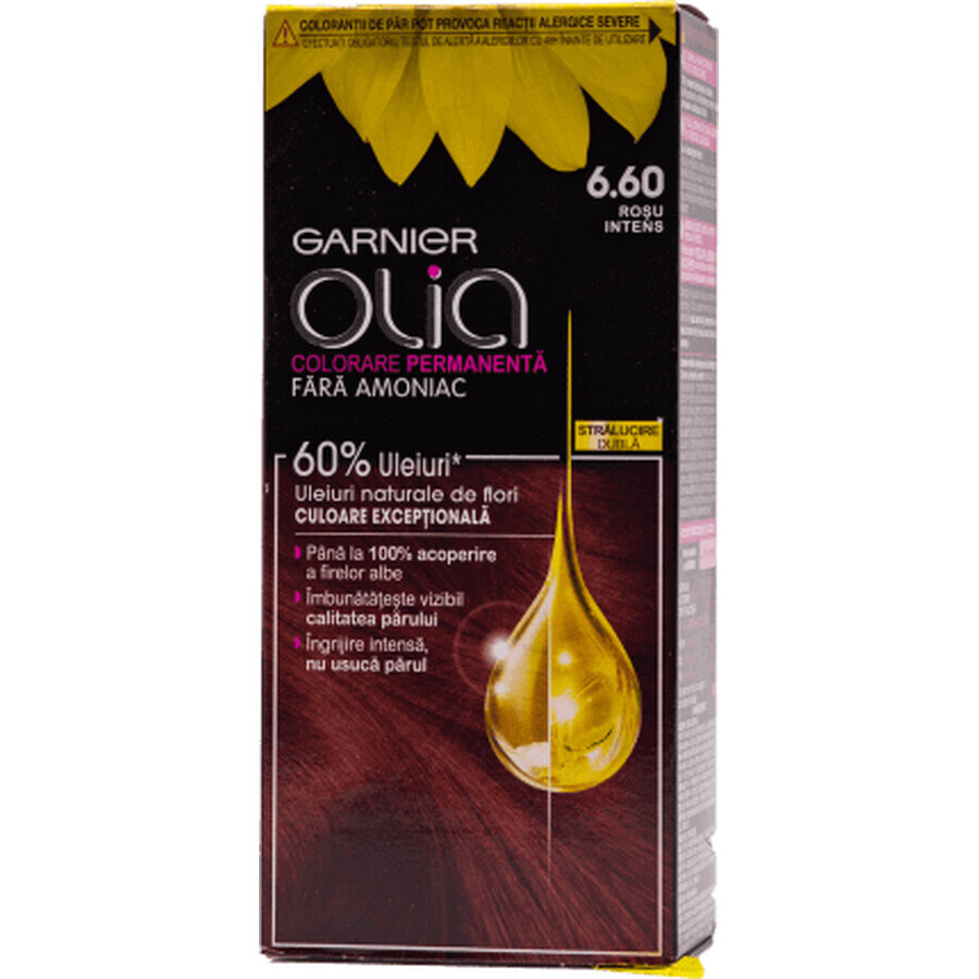 Garnier Olia Tintura permanente per capelli senza ammoniaca 6.60 rosso intenso, 1 pz