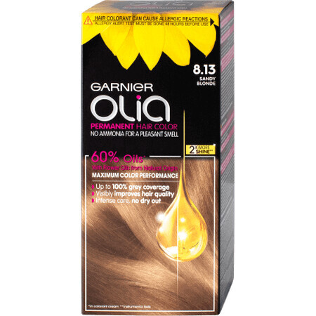 Garnier Olia Vopsea de păr permanentă fără amoniac 8.13 blond cenuşiu, 1 buc