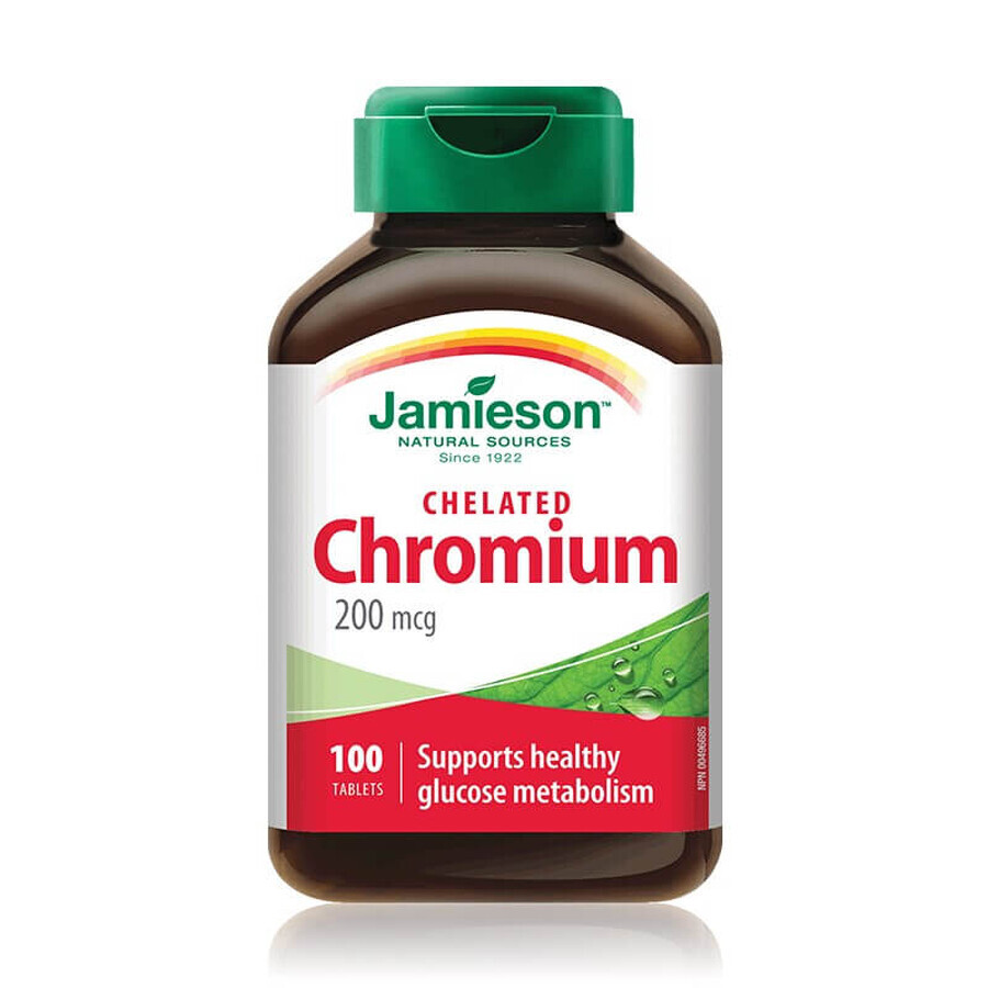 Chromium Chelat 200mcg, 100 comprimés, Jamieson