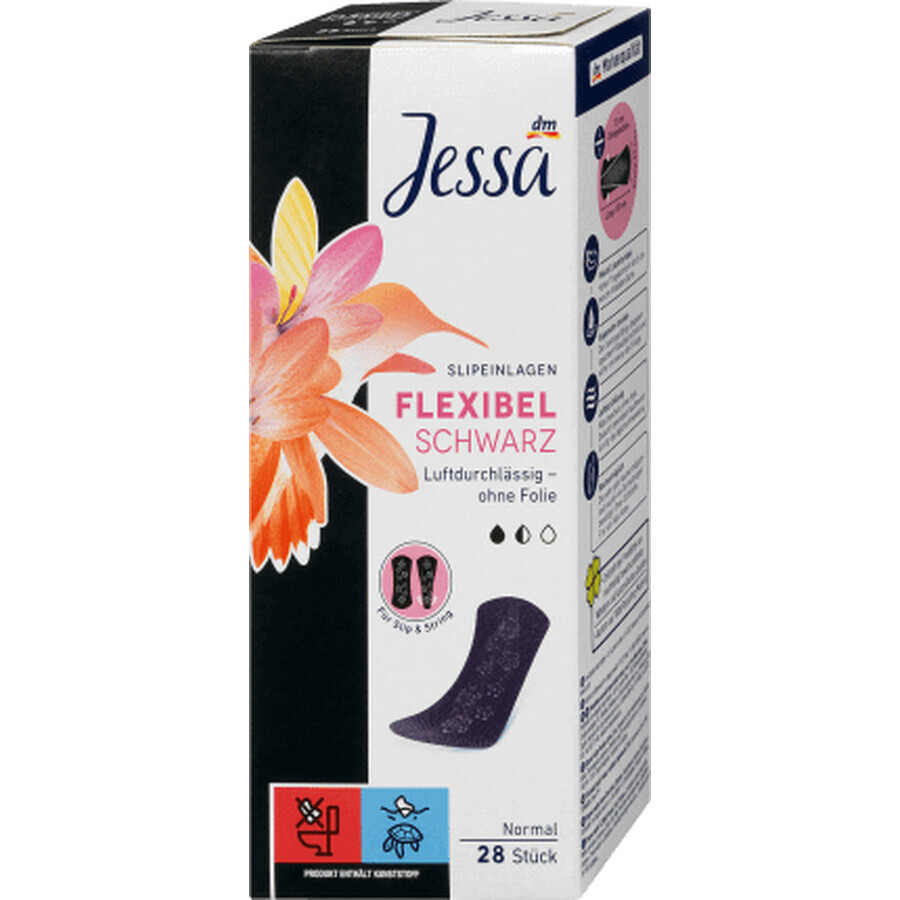 Jessa Daily serviettes absorbantes flexibles noires, 28 pièces