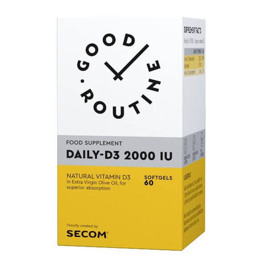 Daily D3 2000IU Good Routine, 60 softgels, Secom Évaluations