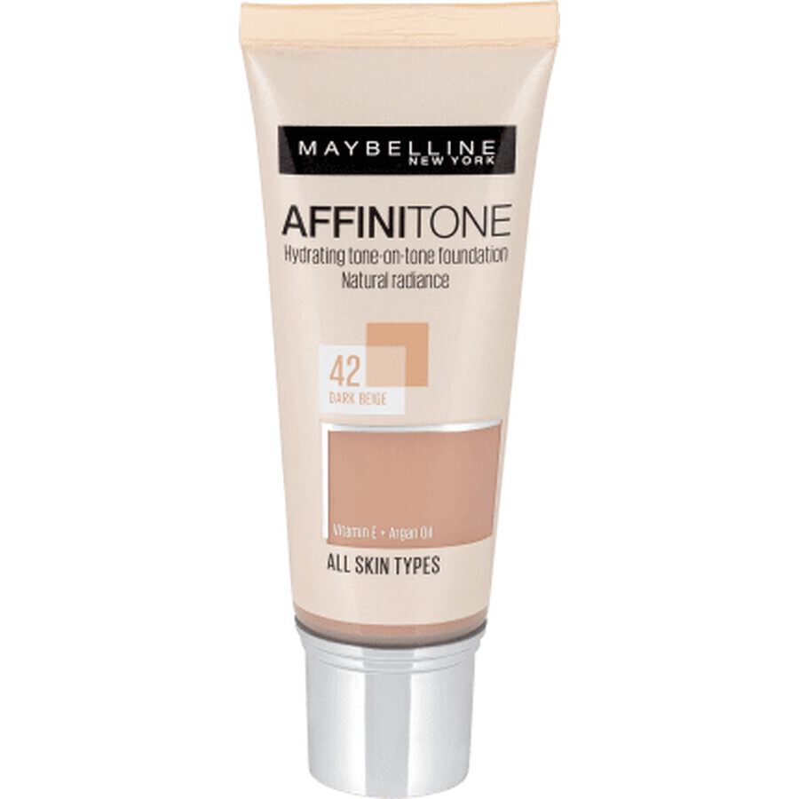 Maybelline New York Affinitone Grundierung 42 Dark Beige, 30 ml