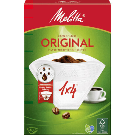 Melitta Filtre à café en papier Melitta n° 4, 40 pc