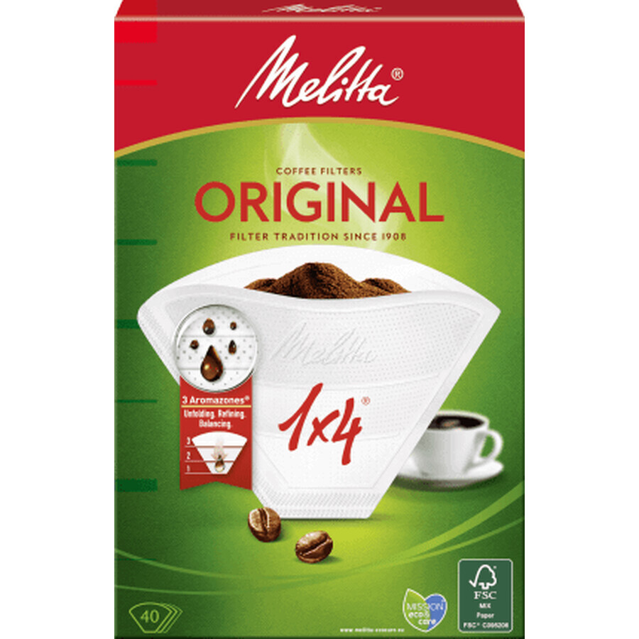 Melitta Filtre à café en papier Melitta n° 4, 40 pc