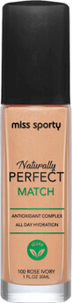 Fondotinta Miss Sporty Naturally Perfect Match 100 Rose Avorio, 30 ml