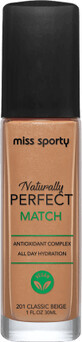 Miss Sporty Naturally Perfect Match Foundation 201 Klassisches Beige, 30 ml