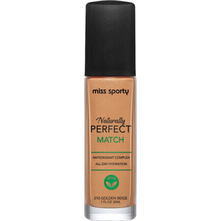 Miss Sporty Naturally Perfect Match Foundation 210 Golden Beige, 30 ml