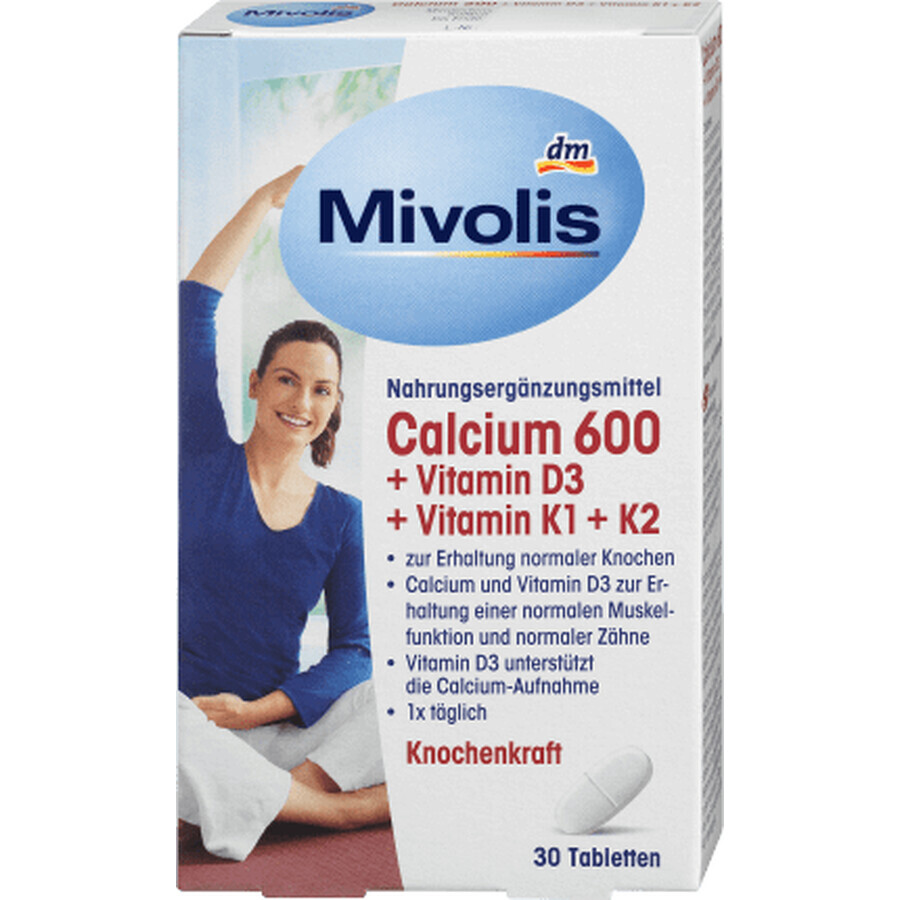 Mivolis Calcium 600+Vitamine D3 +Vitamine K1+K2 comprimés, 51 g