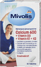 Mivolis Calcium 600+Vitamine D3 +Vitamine K1+K2 comprim&#233;s, 51 g