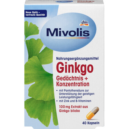 Mivolis Ginkgo pilules pour la mémoire et la concentration, 40 pcs