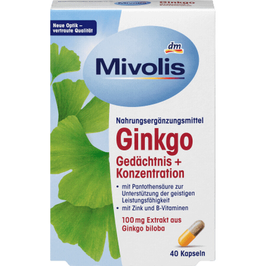 Mivolis Ginkgo Gedächtnis + Konzentration, 40 Kapseln, 20 g