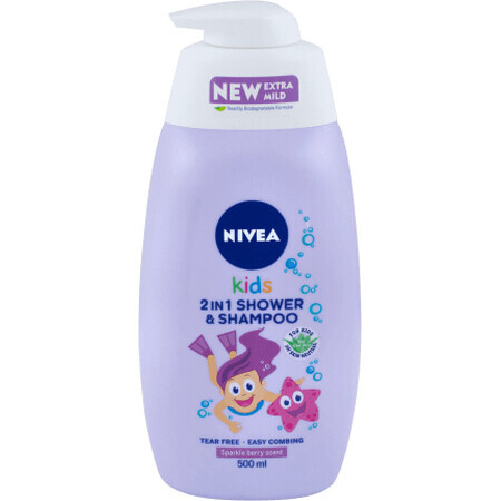 Nivea Kids 2in1 shampooing et gel douche aux baies, 500 ml