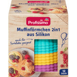 Profissimo Moules à muffins en silicone, 12 pièces
