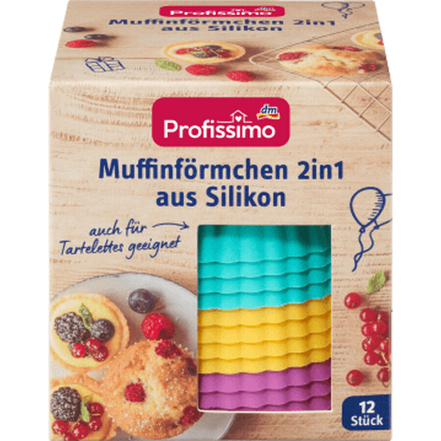 Profissimo Moules à muffins en silicone, 12 pièces