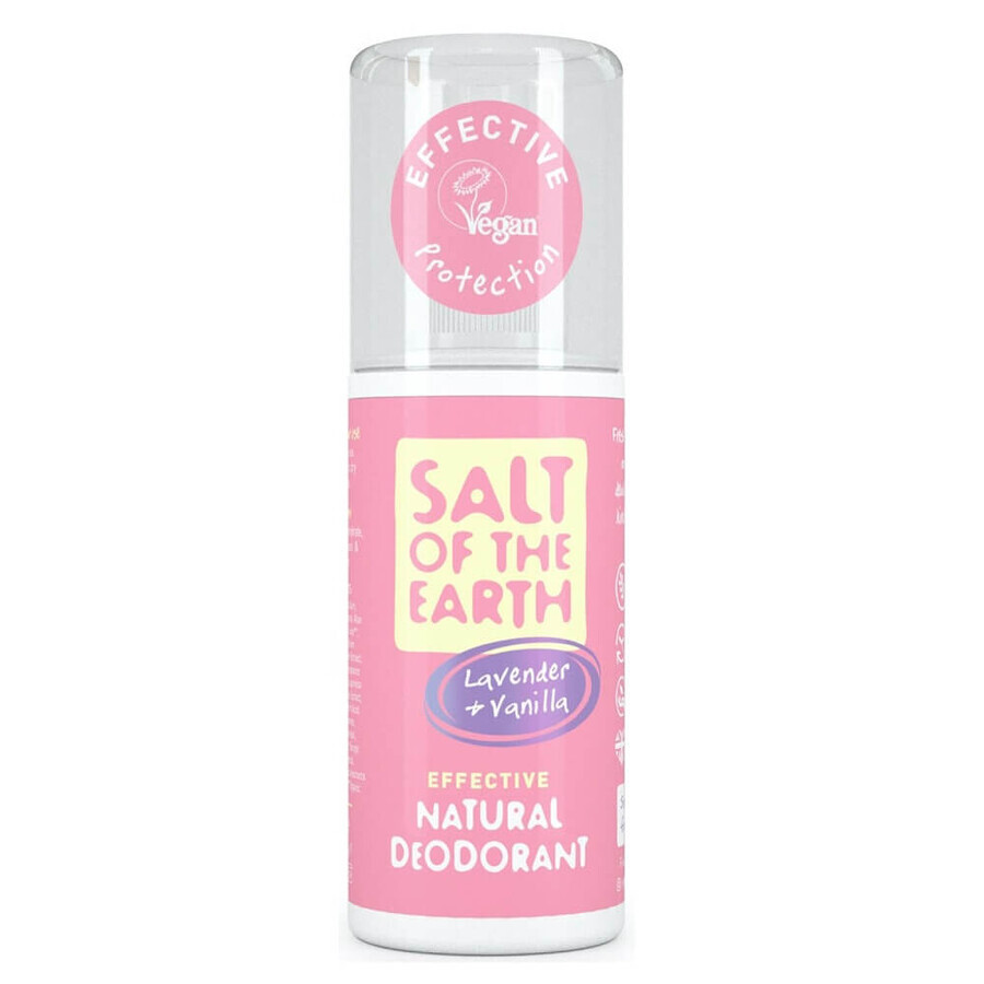 Salt Of The Earth Pure Aura Spray déodorant à la lavande et à la vanille, 100 ml, Crystal Spring