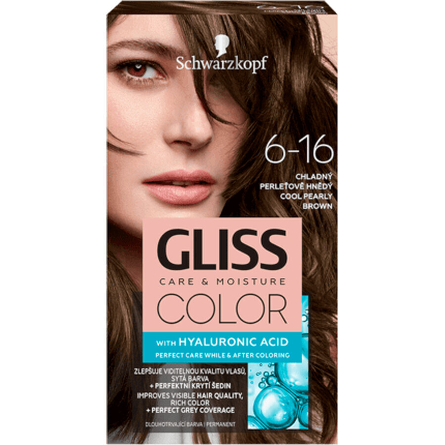 Schwarzkopf Gliss Color Dauerhafte Haarfarbe 6-16 Cool Pearl Braun, 1 Stück