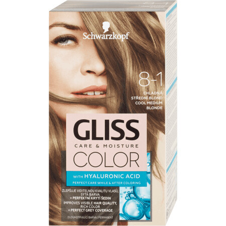 Schwarzkopf Gliss Color Permanent Hair Colour 8-1 Medium Cool Blonde, 1 pc