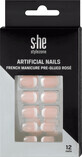 S-he colour&amp;style Ongles artificiels rose fran&#231;ais avec colle appliqu&#233;e, 1 Set