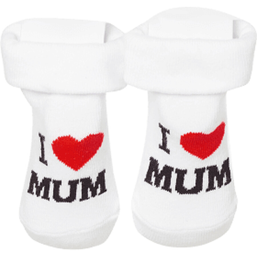 Soxo Chaussettes blanches pour bébé I Love Mum no 16-18, 1 pièce