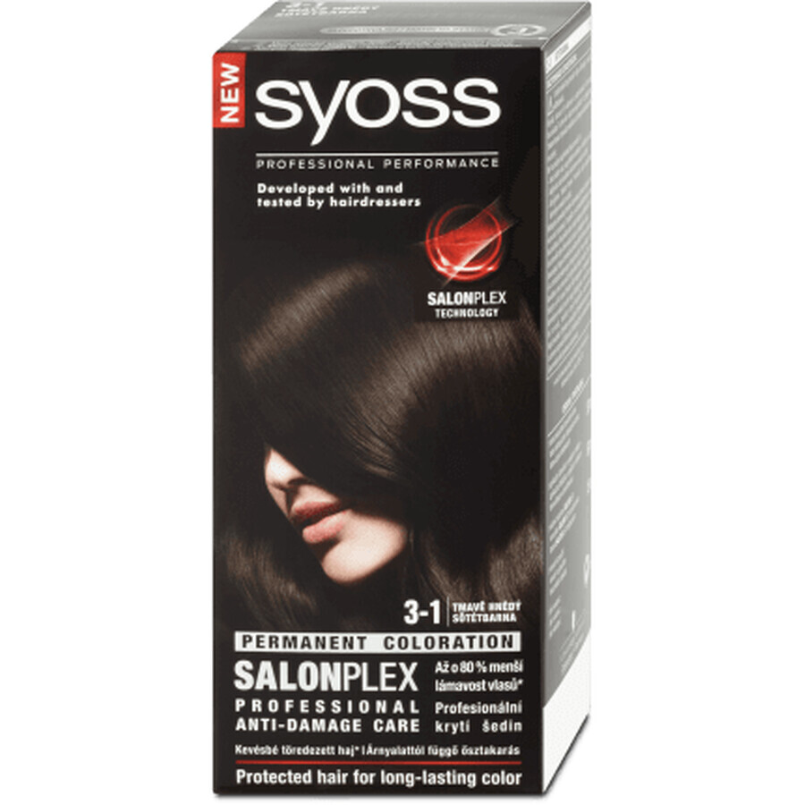 Syoss Color Permanent Hair Colour 3-1 Dark Brown, 1 pc