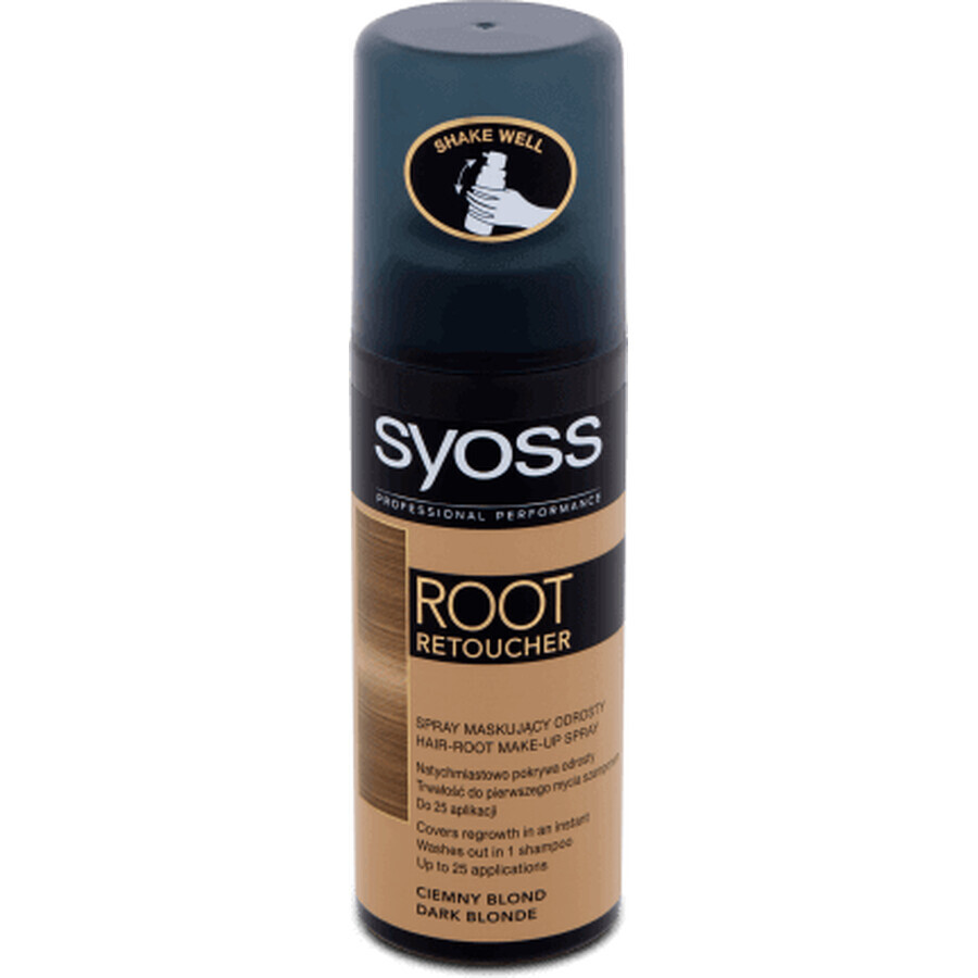 Syoss Root Retoucher Spray pour la coloration temporaire des racines blondes foncées, 120 ml