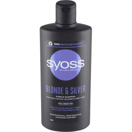 Syoss Shampooing pour cheveux hirsutes, blonds et blancs, 440 ml