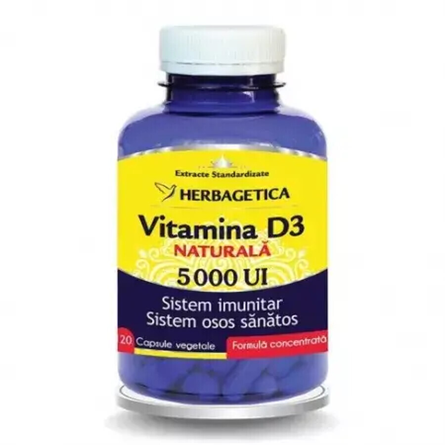 Detrix Forte Vitamine D3 5000 IU, 120 gélules, Herbagetica