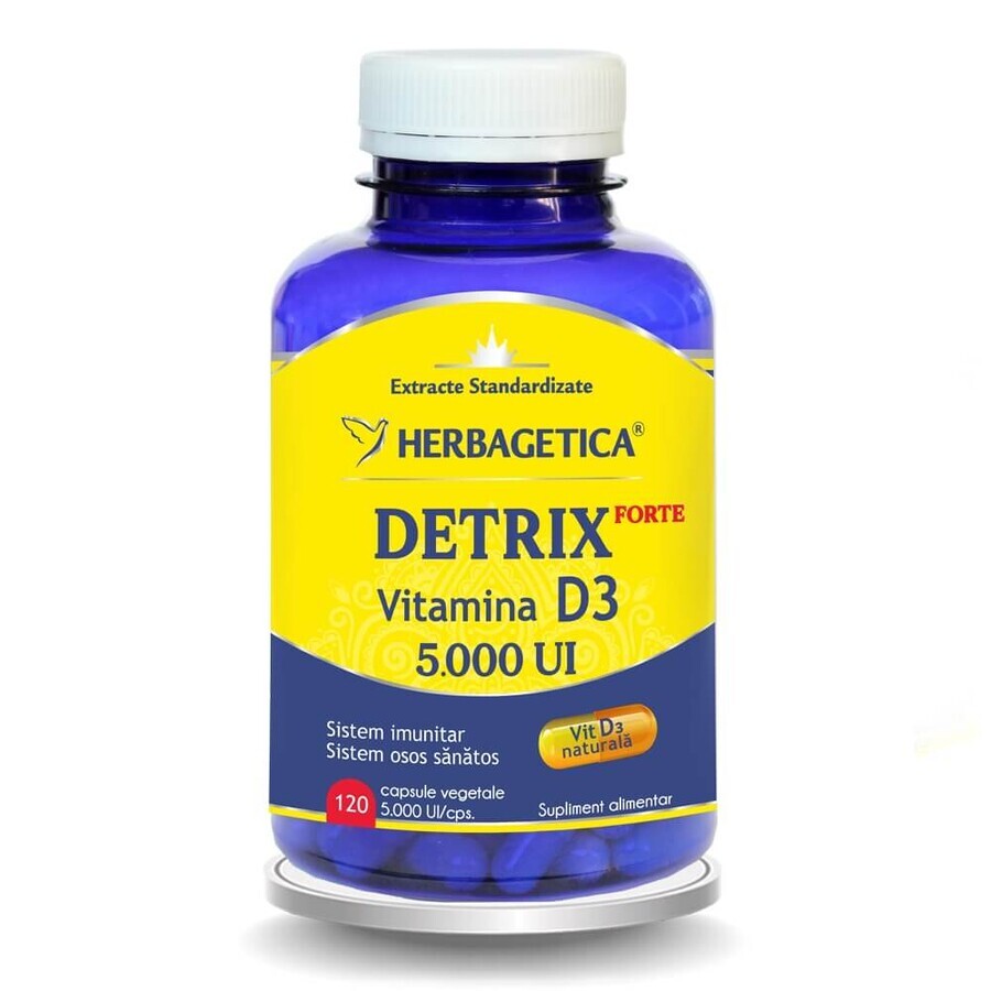 Detrix Forte Vitamine D3 5000 IU, 120 gélules, Herbagetica